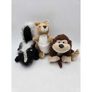 Lot Of 3 Plush Webkinz Cheeky Monkey Kangaroo Skunk No codes Stuffed Animals